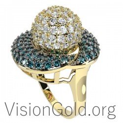 Женское кольцо с камнями, серебряное кольцо с цирконом 0646