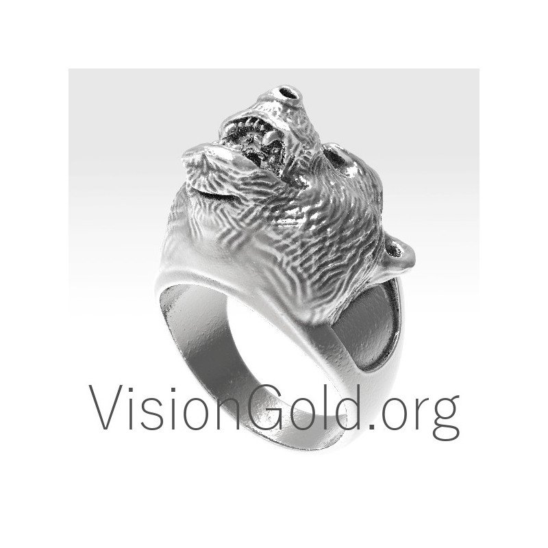 Silber Herren Wild Look Ring 0136