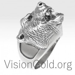 Silber Herren Wild Look Ring 0136