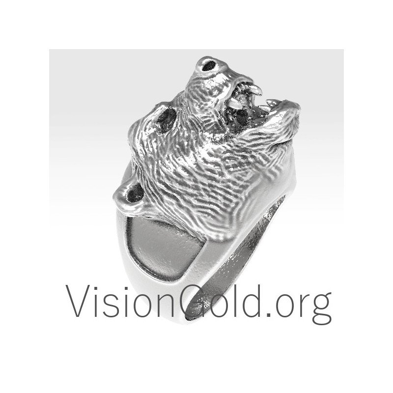 Silber Herren Wild Look Ring 0136