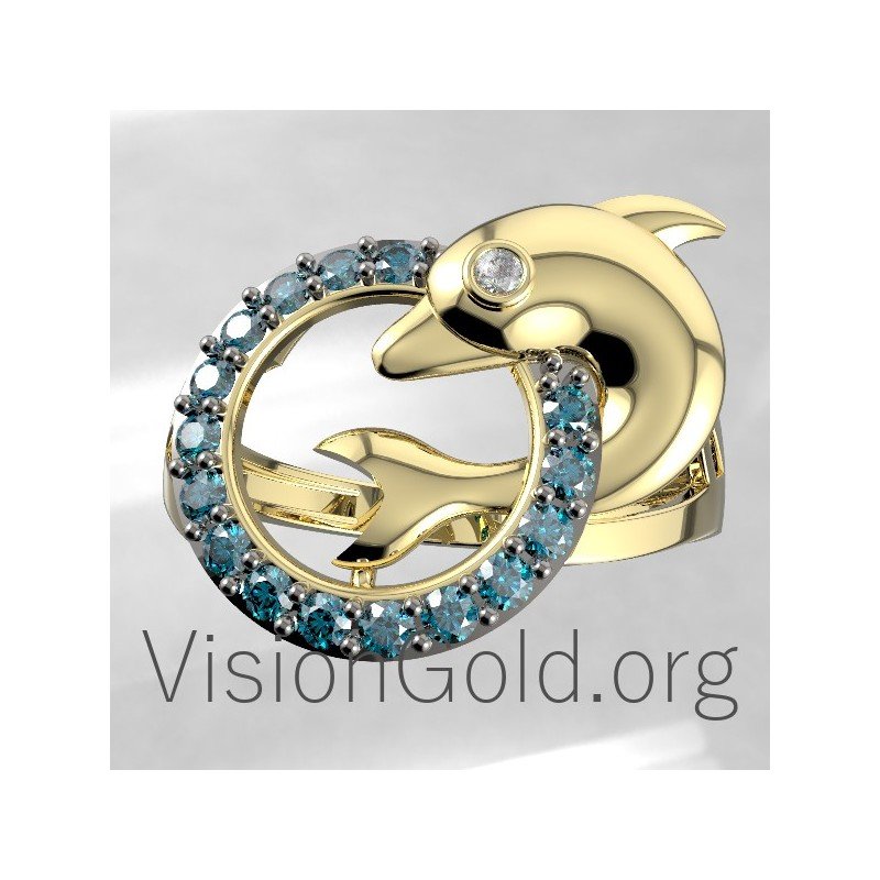 Gold or Sterling Silver Dolphin Ring 0656