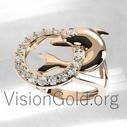 Gold or Sterling Silver Dolphin Ring 0656