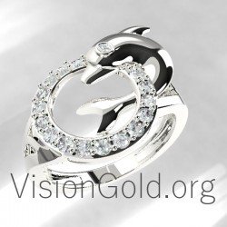 Gold or Sterling Silver Dolphin Ring 0656