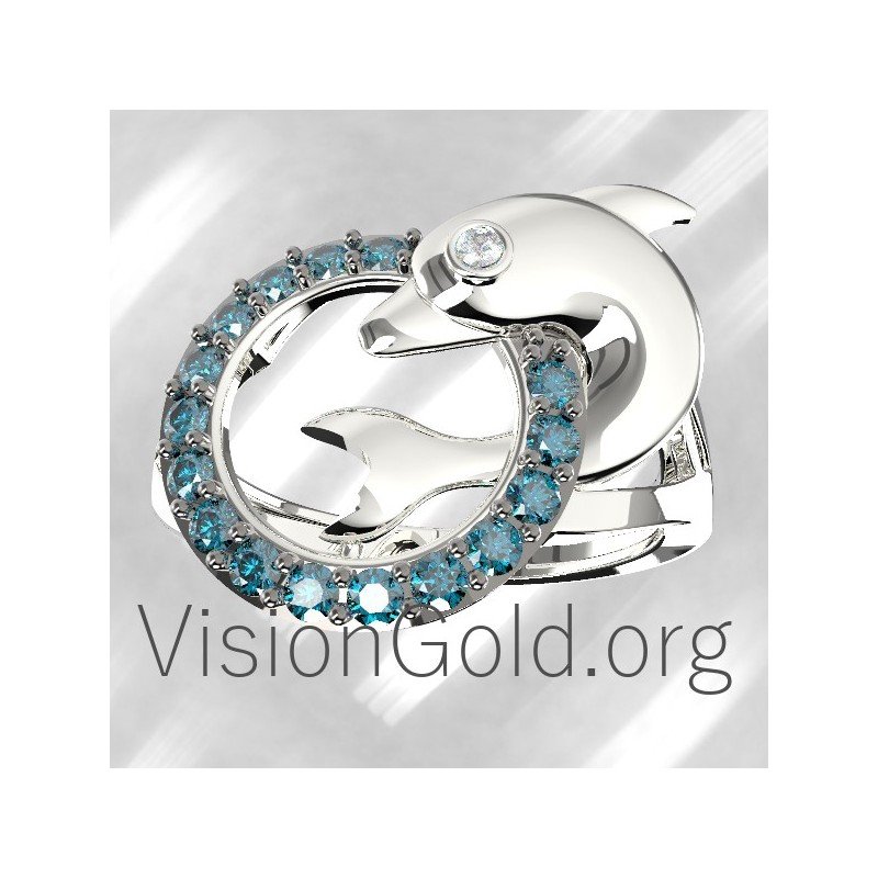 Gold or Sterling Silver Dolphin Ring 0656