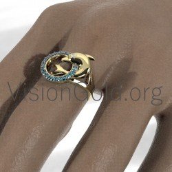 Gold or Sterling Silver Dolphin Ring 0656