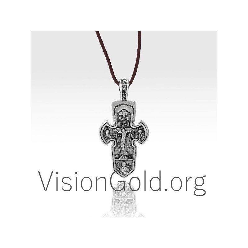 Sterling Silver Russian Orthodox Cross Pendant 0022