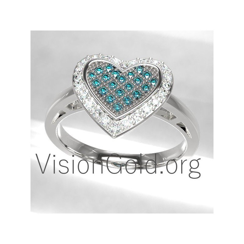 18K Herzring mit Diamanten im Brillantschliff 0660
