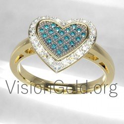 Diamond Heart Ring In 18K Gold With Diamonds 0660