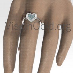 Anillo de corazón de 18 quilates con diamante brillante 0660