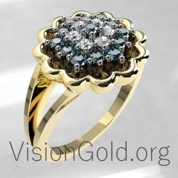 14k Gold  Rosette Ring 0659