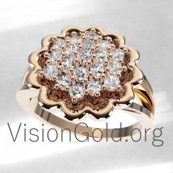 Rosette Ring In Gold, anillos de mujer, anillos de plata de mujer 0659