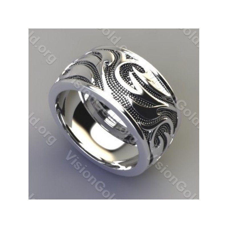 Mens Ring - Mens Silver Ring -  12 mm Band Signet Ring Men
