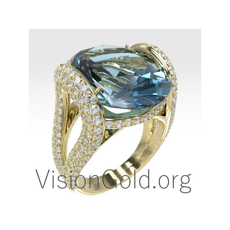 Γυναικειο Δαχτυλιδι Με Aquamarine Και Μπριγιαν Διαμαντια 0667