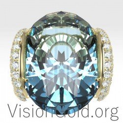 Женское кольцо с аквамарином и бриллиантами 0667