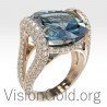 Women's Ring With Aquamarine And Brilliant Diamonds 0667