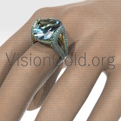 Γυναικειο Δαχτυλιδι Με Aquamarine Και Μπριγιαν Διαμαντια 0667