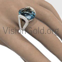 Anillo de mujer con aguamarina y brillantes diamantes 0667