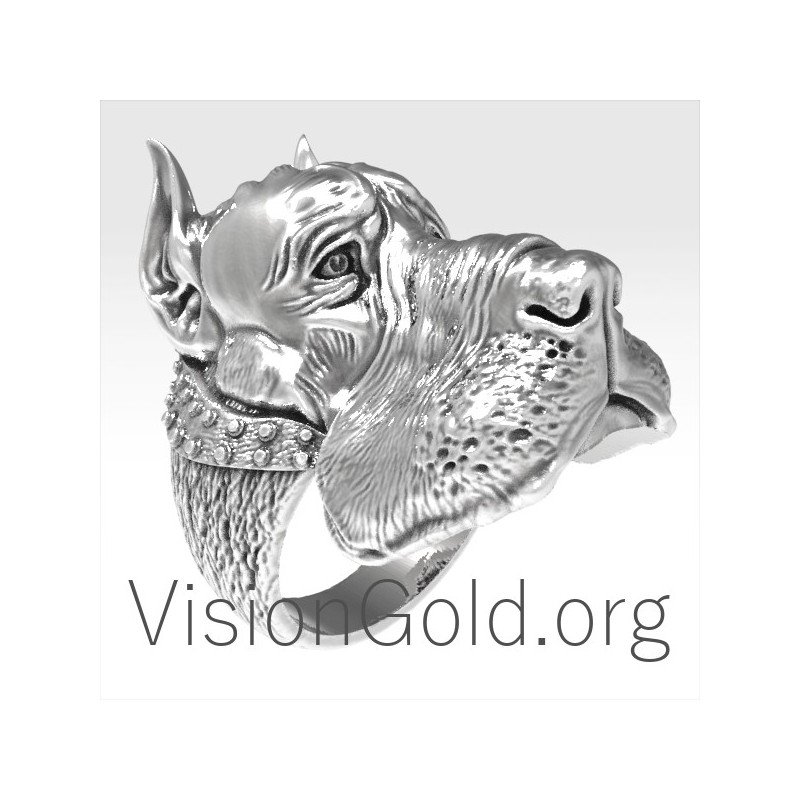 unique Silver Mens Animal Dog Ring 0151