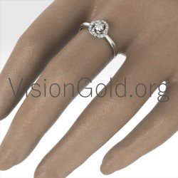 Solitaire  Ring For Wedding Proposal With Diamonds And Sapphires 0031