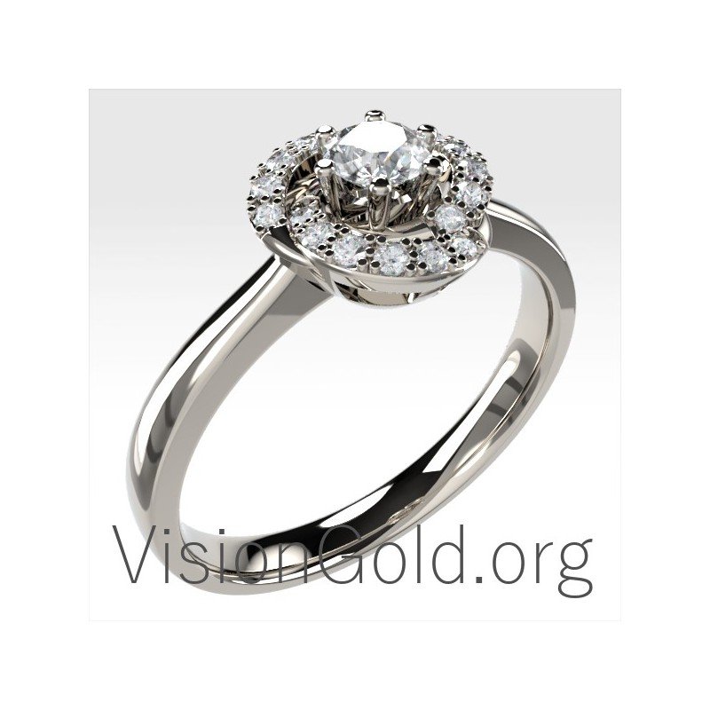 Anillo Flame Single Stone Con Diamantes 0033