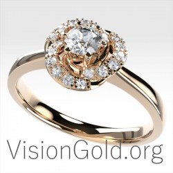 Φλογα Μονοπετρο Δαχτυλιδι Με Διαμαντια 0033