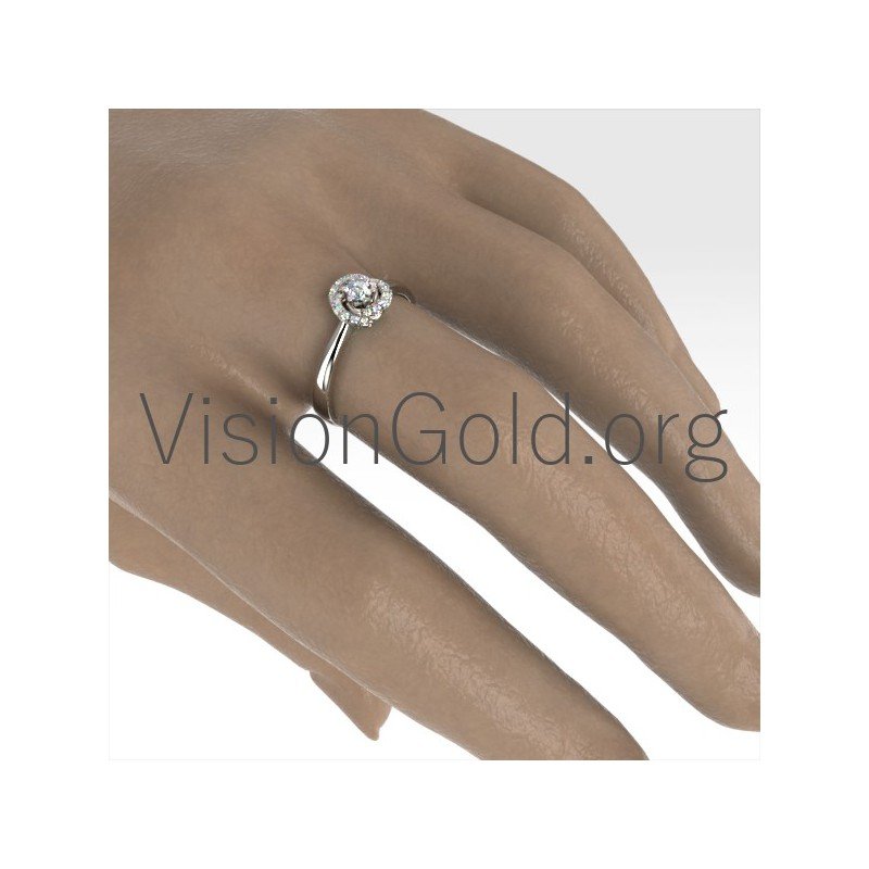 Anillo Flame Single Stone Con Diamantes 0033