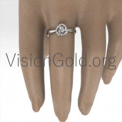 Anillo Flame Single Stone Con Diamantes 0033