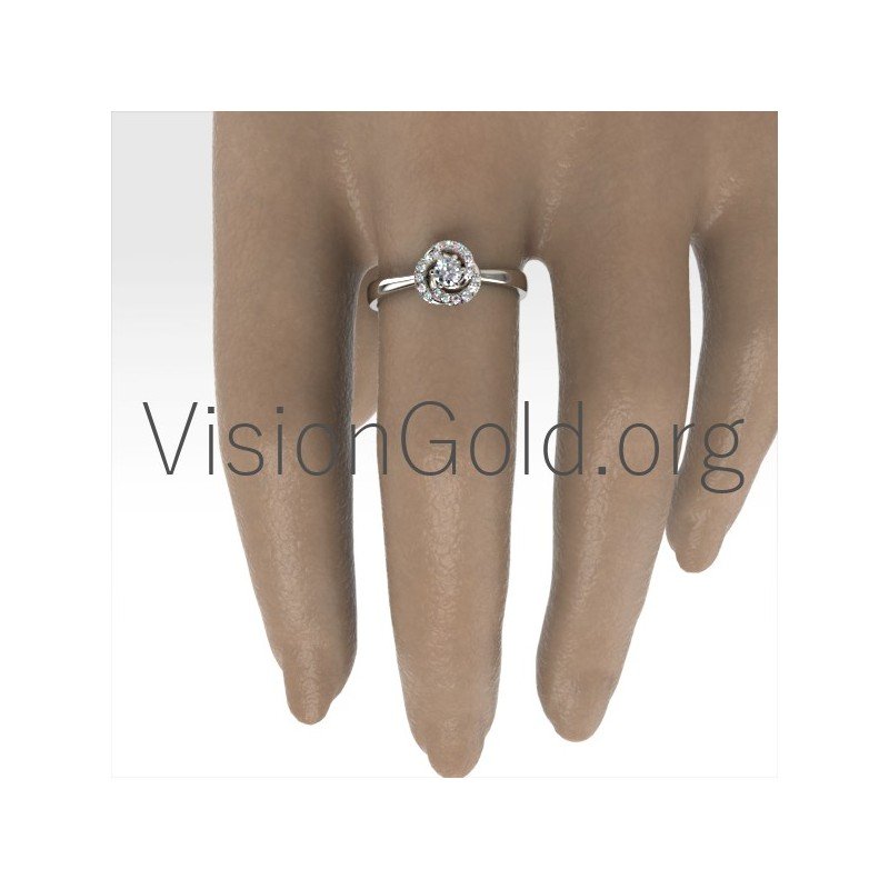 Anillo Flame Single Stone Con Diamantes 0033