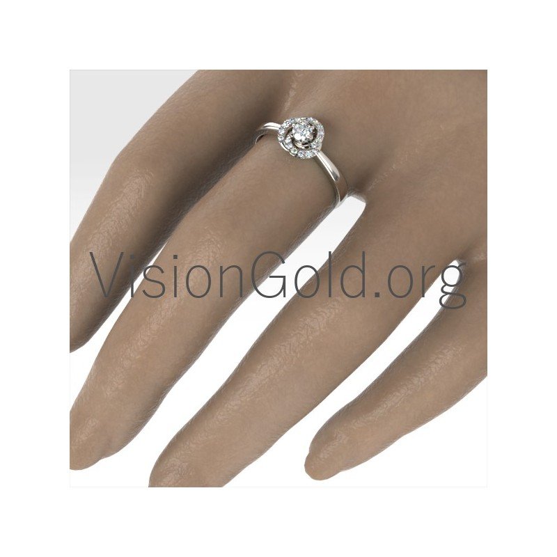 Anillo Flame Single Stone Con Diamantes 0033