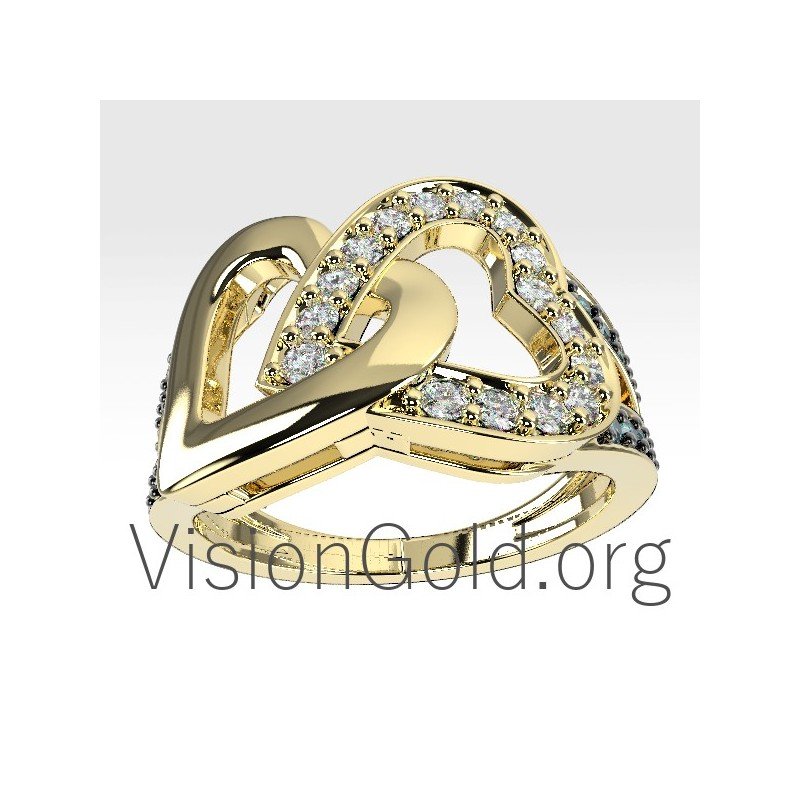 Женское кольцо с бриллиантом в форме сердца 0676