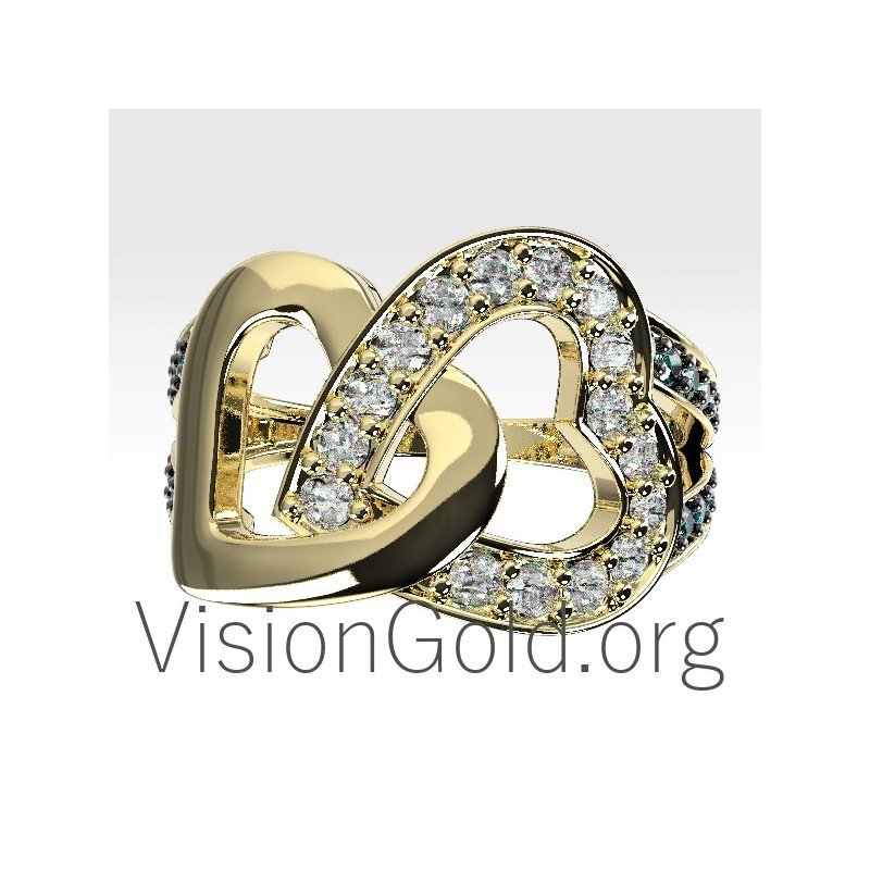 Женское кольцо с бриллиантом в форме сердца 0676