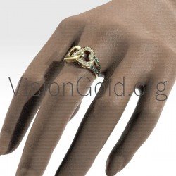 Anillo de mujer con corazón de diamantes 0676