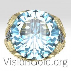 Γυναικειο Δαχτυλίδι  Με Aqua Marina & Διαμάντια 0677