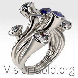 Женское кольцо с анемоном 0678