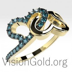 Anillo Oro Dos Corazones Con Diamantes 0673
