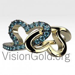 Anillo Oro Dos Corazones Con Diamantes 0673