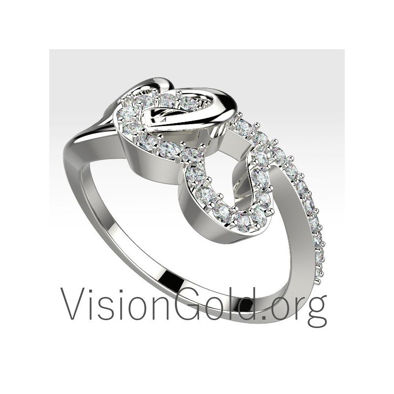 Anillo Oro Dos Corazones Con Diamantes 0673
