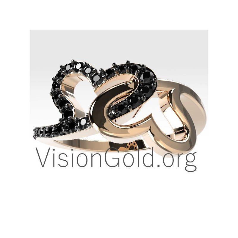 Anillo Oro Dos Corazones Con Diamantes 0673