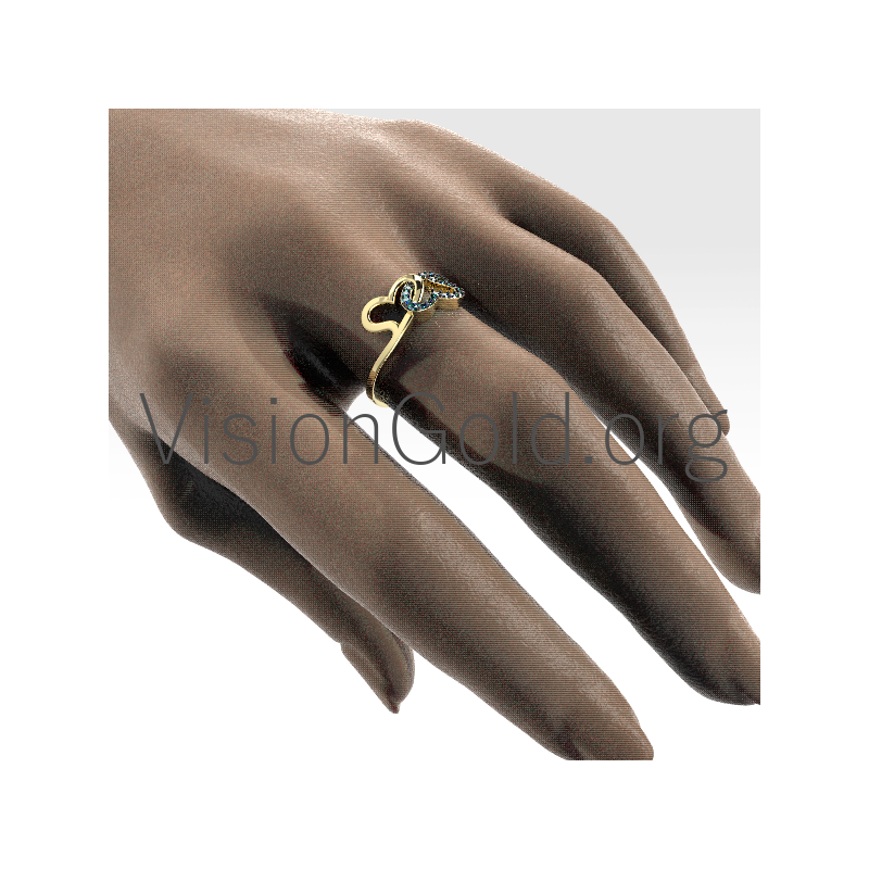 Anillo Oro Dos Corazones Con Diamantes 0673