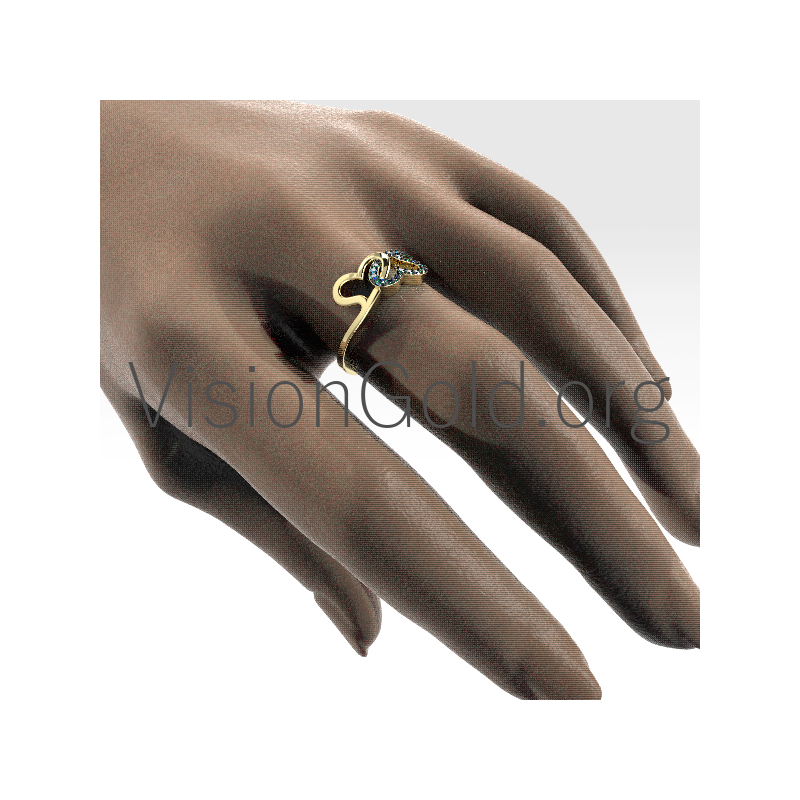 Золотое кольцо Два сердца с бриллиантами 0673