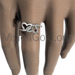 Anillo Oro Dos Corazones Con Diamantes 0673