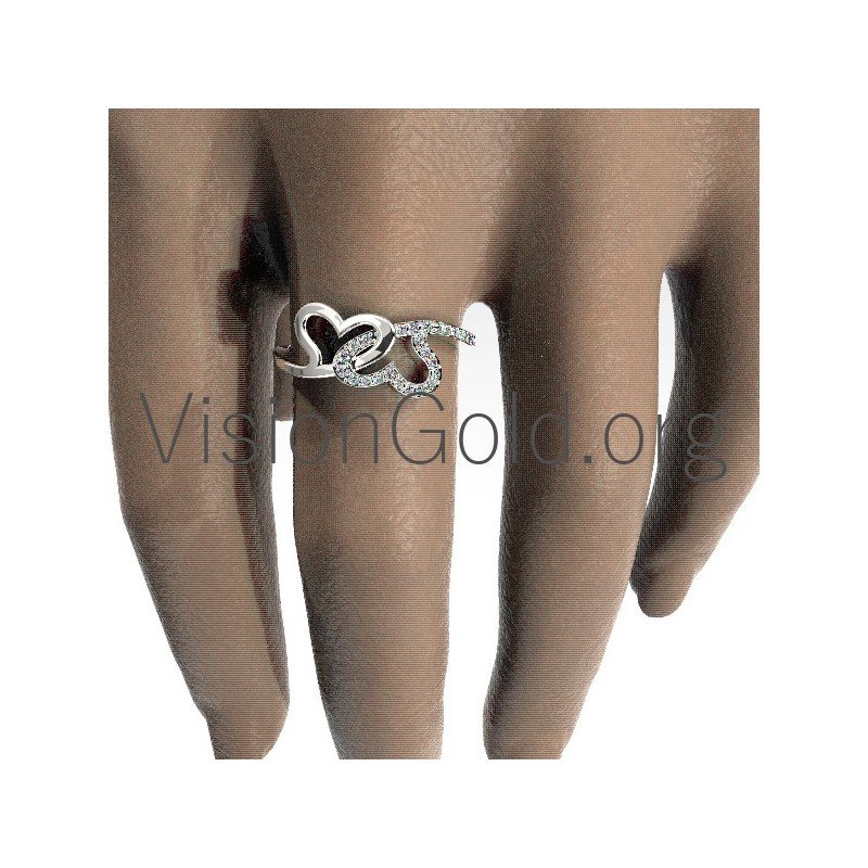 Anillo Oro Dos Corazones Con Diamantes 0673
