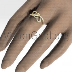 Anillo Oro Dos Corazones Con Diamantes 0673