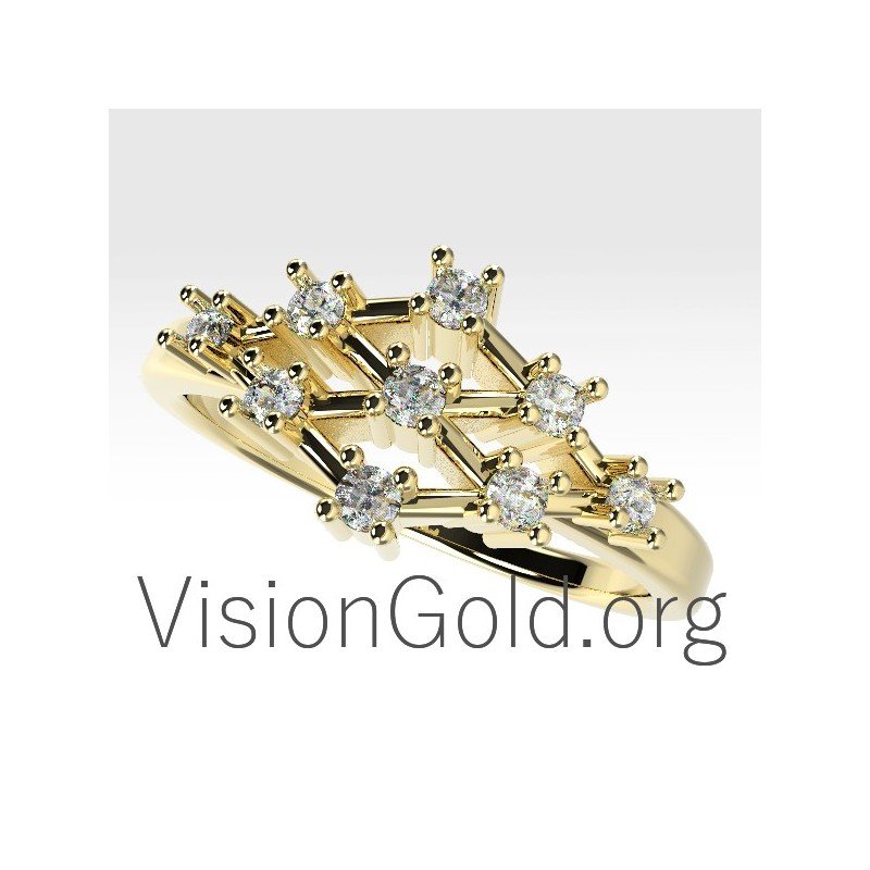 Gold Ring With Diamonds-Womens Rings 0672