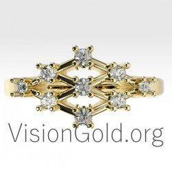 Gold Ring With Diamonds-Womens Rings 0672