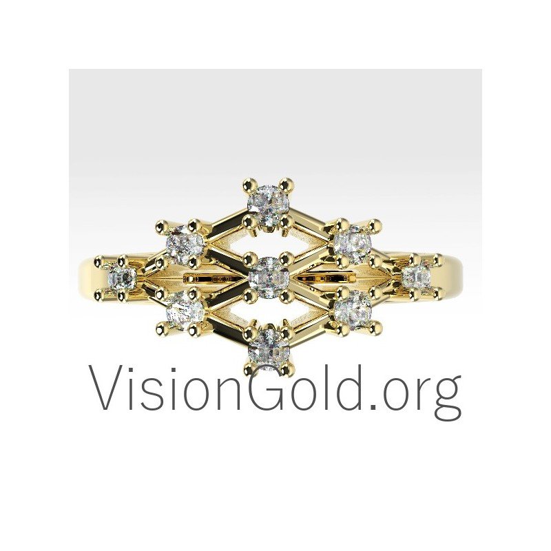 Anillo Oro Con Diamantes-Anillos Mujer 0672