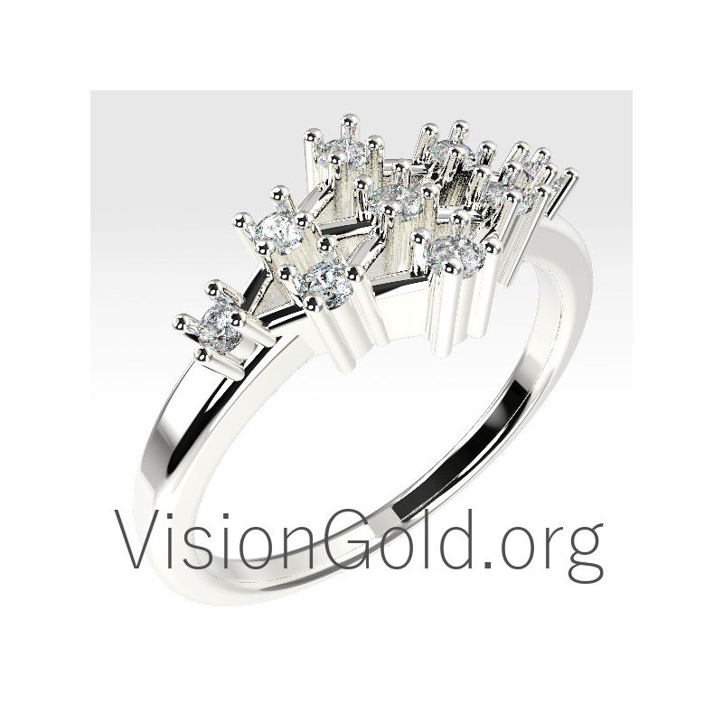 Gold Ring With Diamonds-Womens Rings 0672