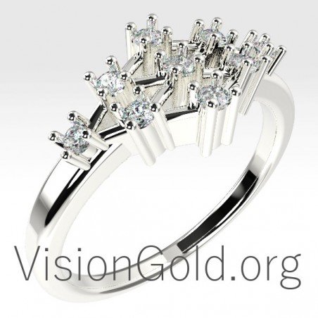 Gold Ring With Diamonds-Womens Rings 0672