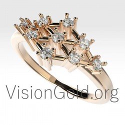 Gold Ring With Diamonds-Womens Rings 0672