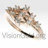Gold Ring With Diamonds-Womens Rings 0672